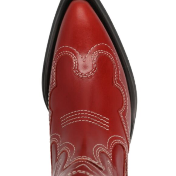 GANNI Embroidered Western Boots Red Leather Mid Calf Eu 40 - Picture 3 of 11